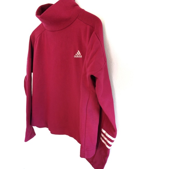 Adidas Oversized High Neck Cropped Maroon Red Sweater XS - Picture 5 of 9